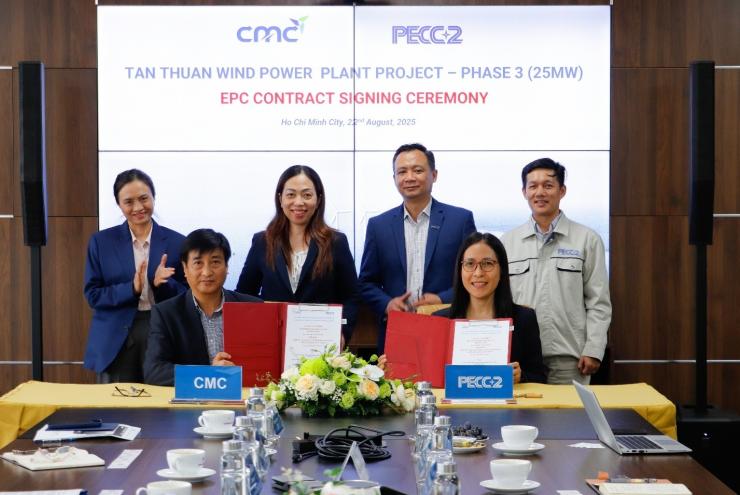 PECC2 KÝ KẾT HỢP ĐỒNG EPC DỰ ÁN NHÀ MÁY ĐIỆN GIÓ TÂN THUẬN - GIAI ĐOẠN 3 (25MW)