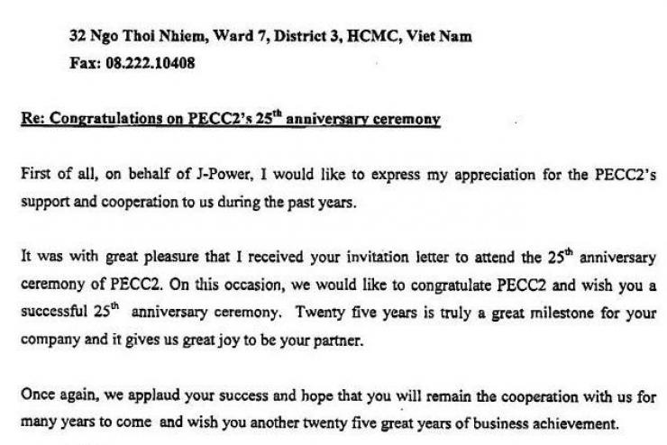 Congratulations on PECC2's 25th anniversary ceremony