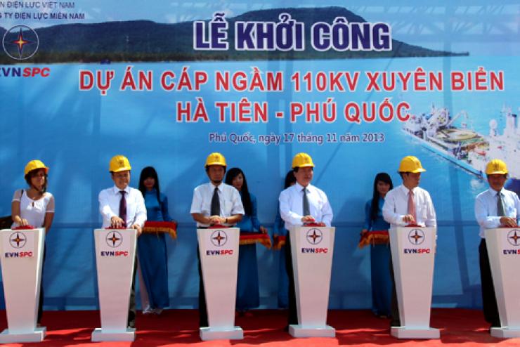 Khởi công tuyến cáp điện ngầm xuyên biển dài nhất Đông Nam Á